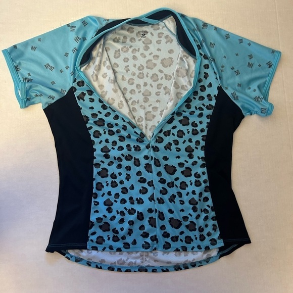 Shebeest women’s cycling jersey shirt in leopard teal print Sz-XL. Y19 - Picture 5 of 8